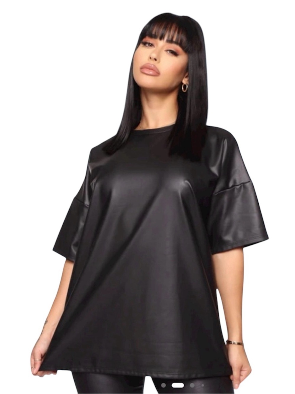 Fashion Nova Oversized Faux Leather Top, Size Large - NWT